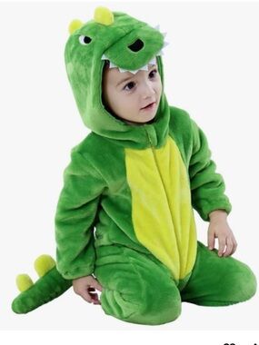 Green & Yellow Baby Dinosaur Plush Romper